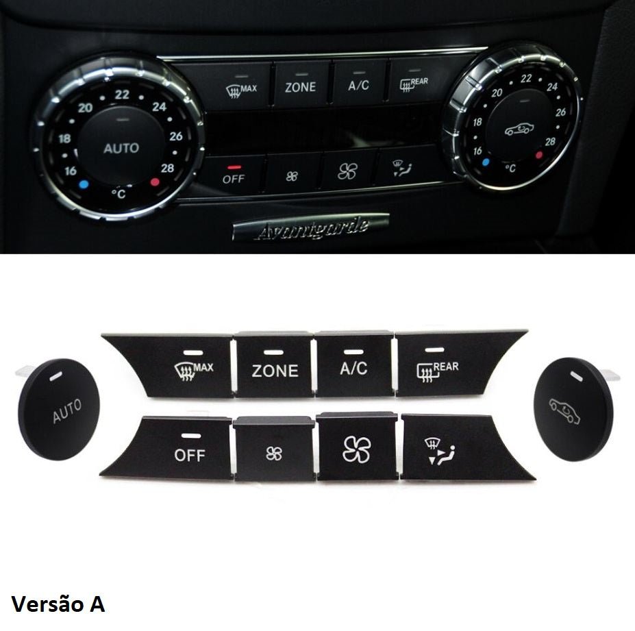 Pack 10 Botões Módulo Ar Condicionado Mercedes - Benz Classe C W204 GLK 2007 - 2012 Versão A - GTD Car Parts