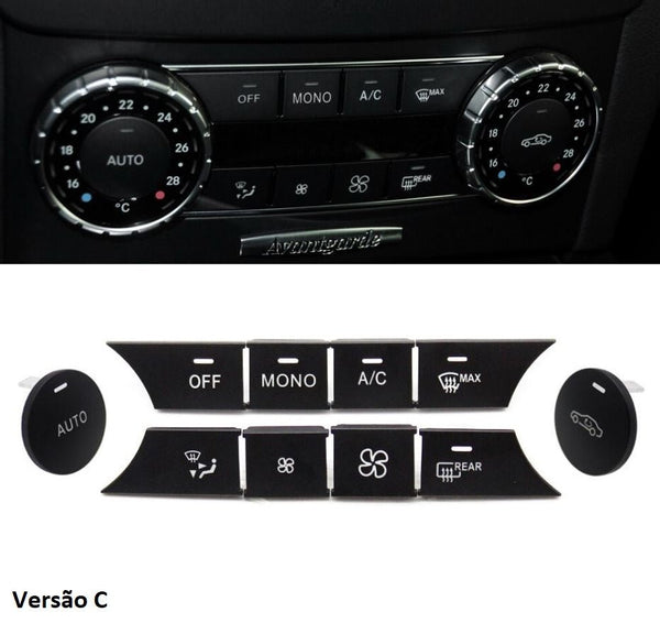 Pack 10 Botões Módulo Ar Condicionado Mercedes - Benz Classe C W204 GLK 2007 - 2012 Versão C - GTD Car Parts